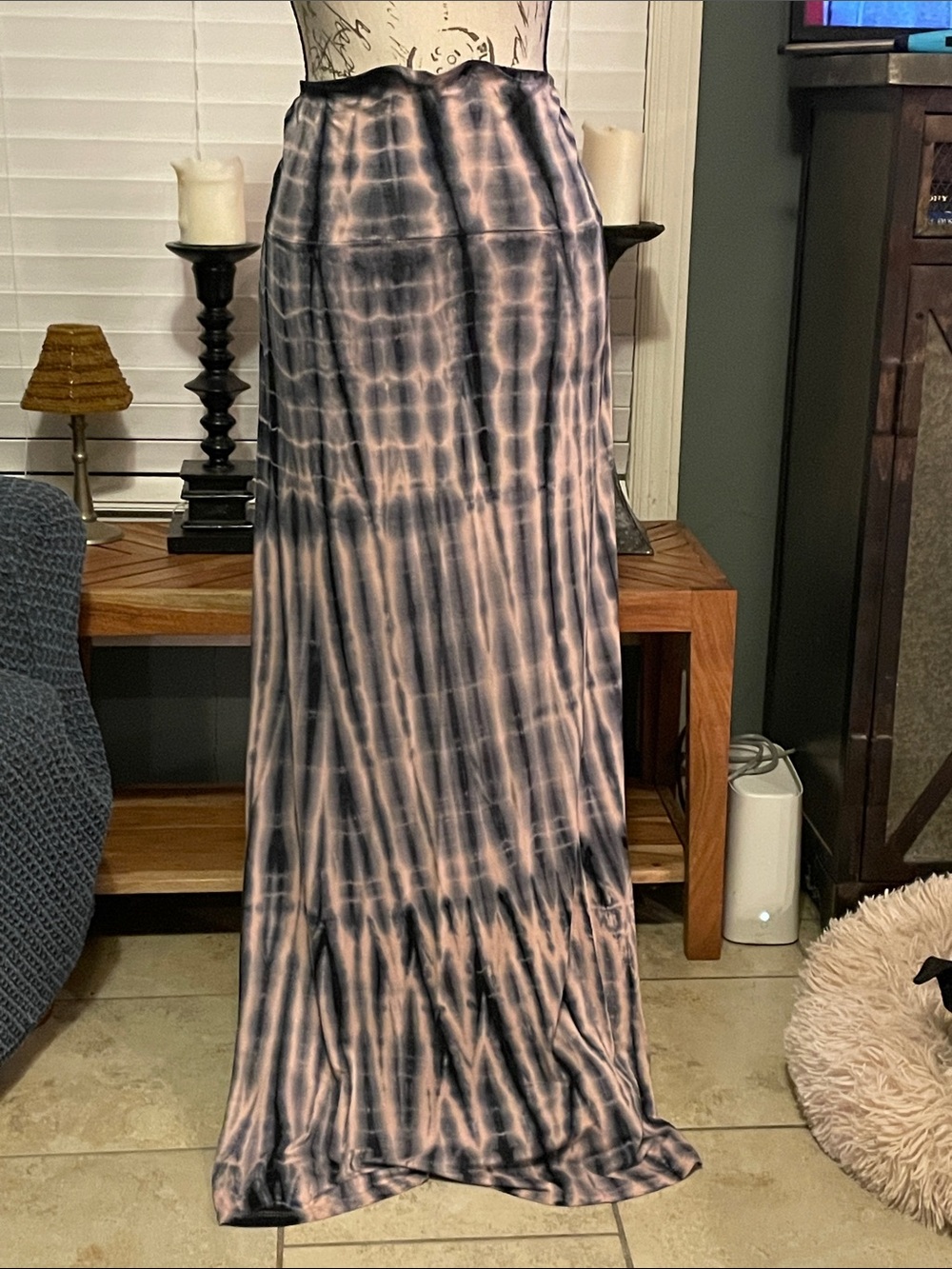 Promesa Blush and Black Tie-Dye Maxi Skirt